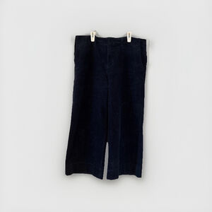 Lands' End Corduroy Cropped Wide Leg Stretch Ankle Pants-Dark Navy Blue-Size 12